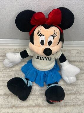Minnie Mouse Plush with Red Bow and Blue Skirt